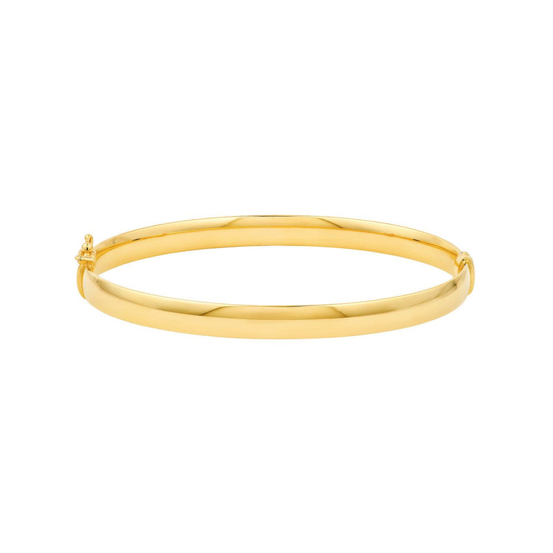 14K Gold 6MM Flat Oval Tube Bangle