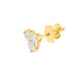 14K Gold 3.5MM Trio Diamond Stud Earrings