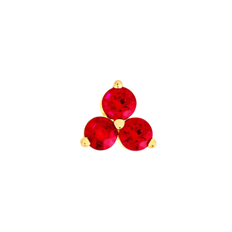 14K Gold 3.5MM Trio Ruby Stud Earrings