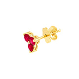 14K Gold 3.5MM Trio Ruby Stud Earrings