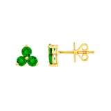 14K Gold 3.5MM Trio Tsavorite Stud Earrings
