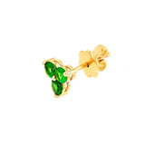 14K Gold 3.5MM Trio Tsavorite Stud Earrings