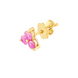 14K Gold 3.5MM Trio Pink Sapphire Stud Earrings