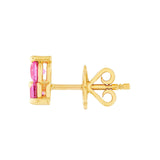 14K Gold 3.5MM Trio Pink Sapphire Stud Earrings