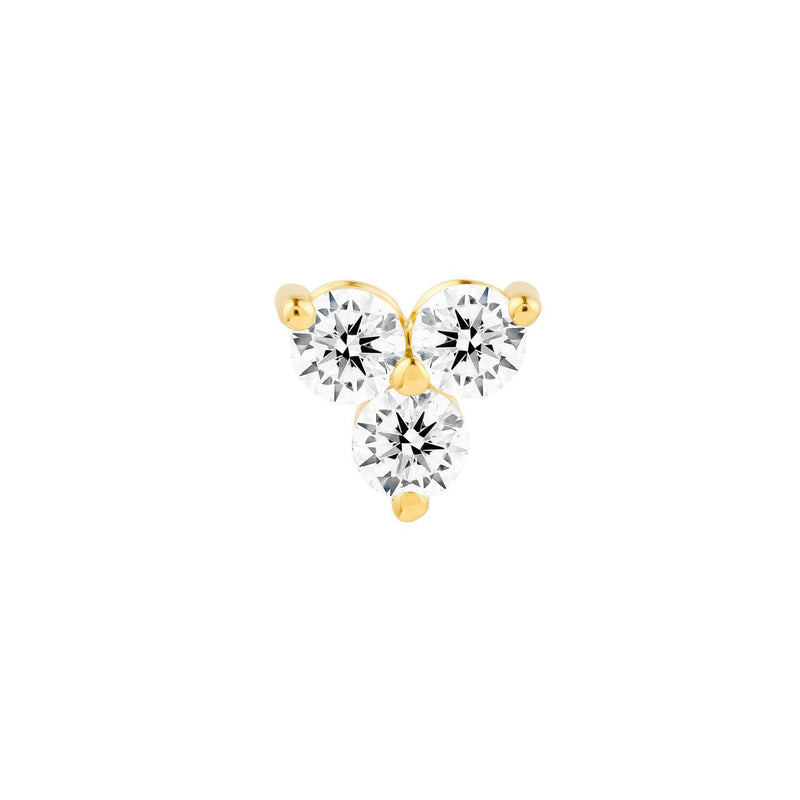 14K Gold 3MM Trio Diamond Stud Earrings