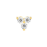 14K Gold 3MM Trio Diamond Stud Earrings