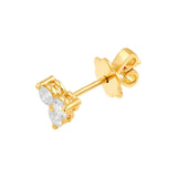 14K Gold 3MM Trio Diamond Stud Earrings
