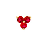 14K Gold 3MM Trio Ruby Stud Earrings