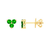 14K Gold 3MM Trio Tsavorite Stud Earrings