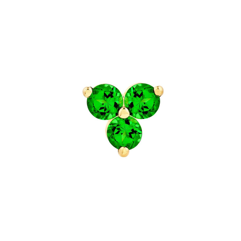 14K Gold 3MM Trio Tsavorite Stud Earrings