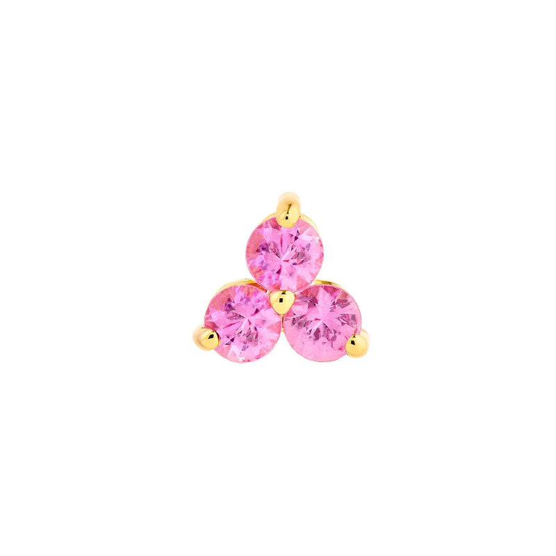 14K Gold 3MM Trio Pink Sapphire Stud Earrings