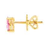 14K Gold 3MM Trio Pink Sapphire Stud Earrings
