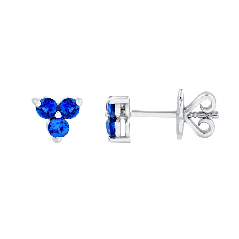 14K Gold 2.9MM Trio Sapphire Stud Earrings