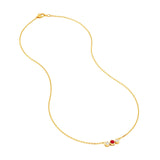 14K Gold Tri Stone Ruby and Diamond Pendant Necklace