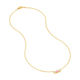 14K Gold Tri Stone Pink Sapphire and Diamond Pendant Necklace