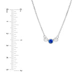 14K Gold Tri Stone Sapphire and Diamond Pendant Necklace