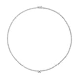 14K Gold Emerald Cut Pendant Diamond Tennis Necklace