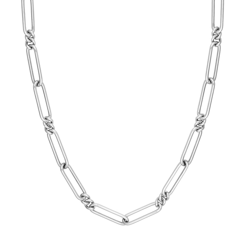 Sterling Silver Long Paper Clip Link Necklace