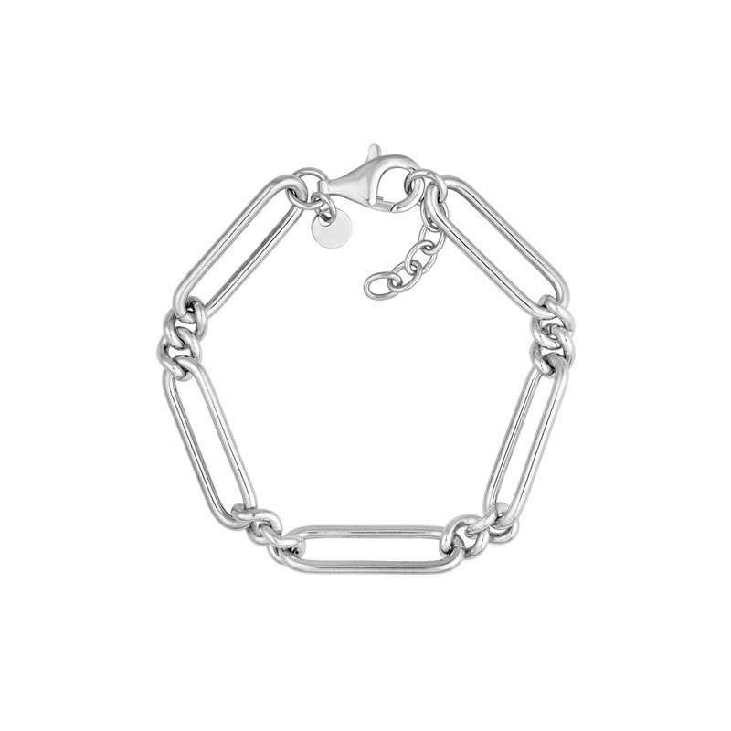 Sterling Silver Long Paper Clip Link Bracelet