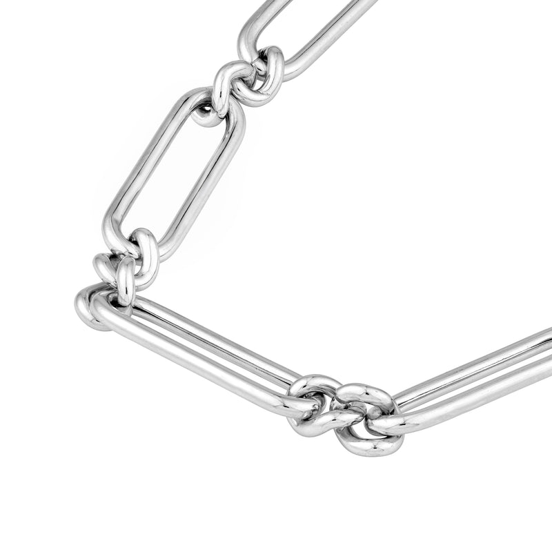 Sterling Silver Long Paper Clip Link Bracelet