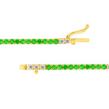 14K Gold Diamond and Tsavorite Tennis Necklace