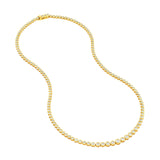 14K Gold Diamond Graduated Tennis Round Bezel Necklace
