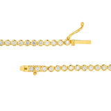 14K Gold Diamond Graduated Tennis Round Bezel Necklace