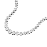 14K Gold Diamond Graduated Tennis Round Bezel Necklace