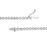 14K Gold Diamond Graduated Tennis Round Bezel Necklace