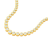 14K Gold Diamond Graduated Tennis Round Bezel Necklace
