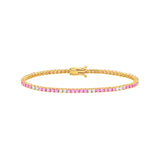 14K Gold Pink Sapphire and Diamond Tennis Bracelet