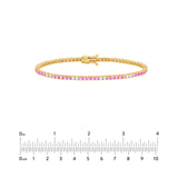 14K Gold Pink Sapphire and Diamond Tennis Bracelet
