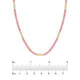 14K Gold Diamond and Pink Sapphire Tennis Necklace