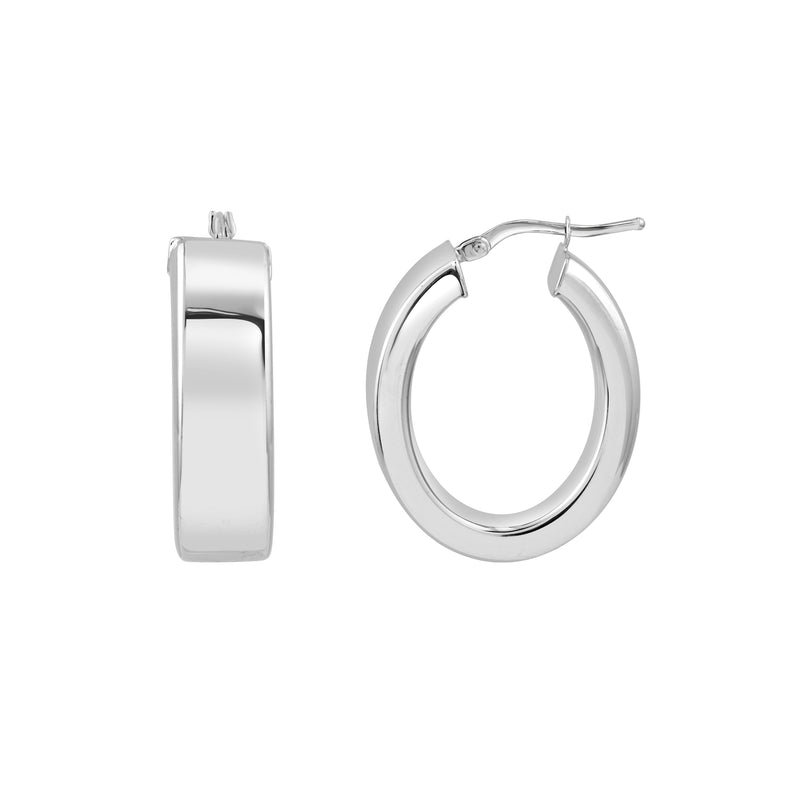 Sterling Silver 8x3MM Boxy Oval Hoop Earrings