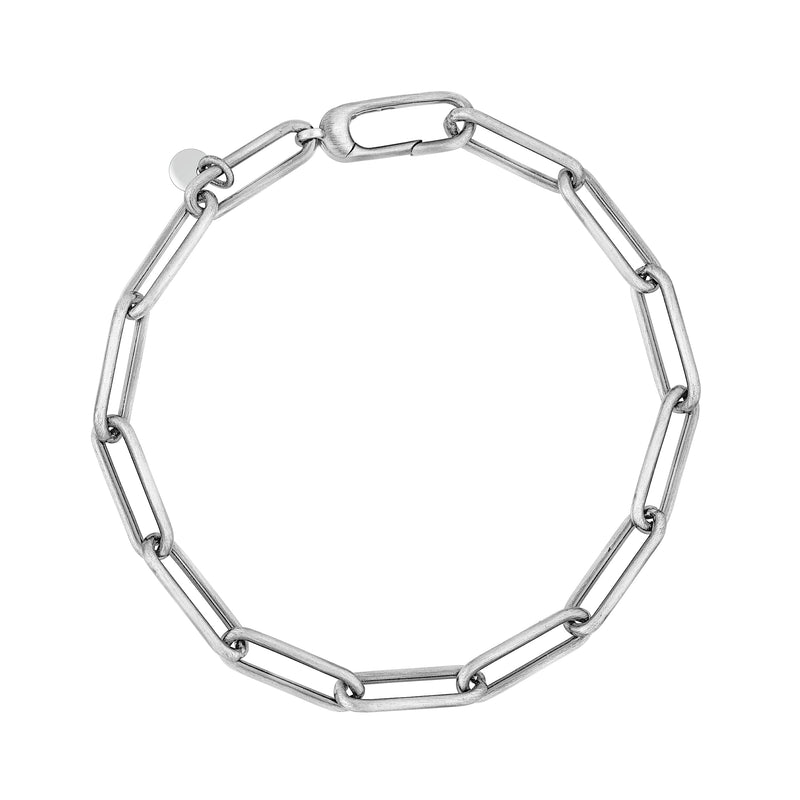 Sterling Silver Rounded Paper Clip Bracelet