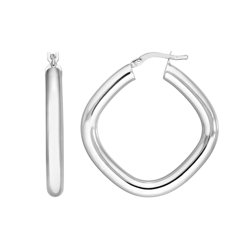 Sterling Silver Square Shape Hoop Earrings