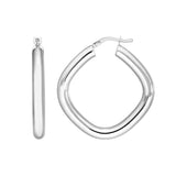 Sterling Silver Square Shape Hoop Earrings
