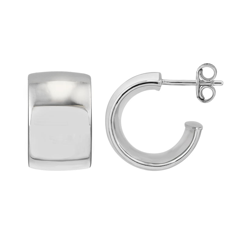 Sterling Silver 10MM Flat Open Round Hoop Earrings