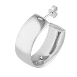 Sterling Silver Flat Wide Open Hoop Earrings