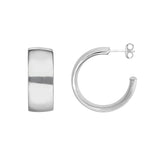 Sterling Silver Flat Wide Open Hoop Earrings