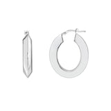 Sterling Silver Edged Oval Hoop Earrings