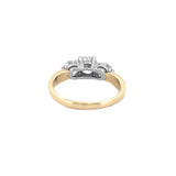14K Two-Tone Gold 1.10 Carat Natural 3 Stone Round Cut Diamond Basket Engagement Ring