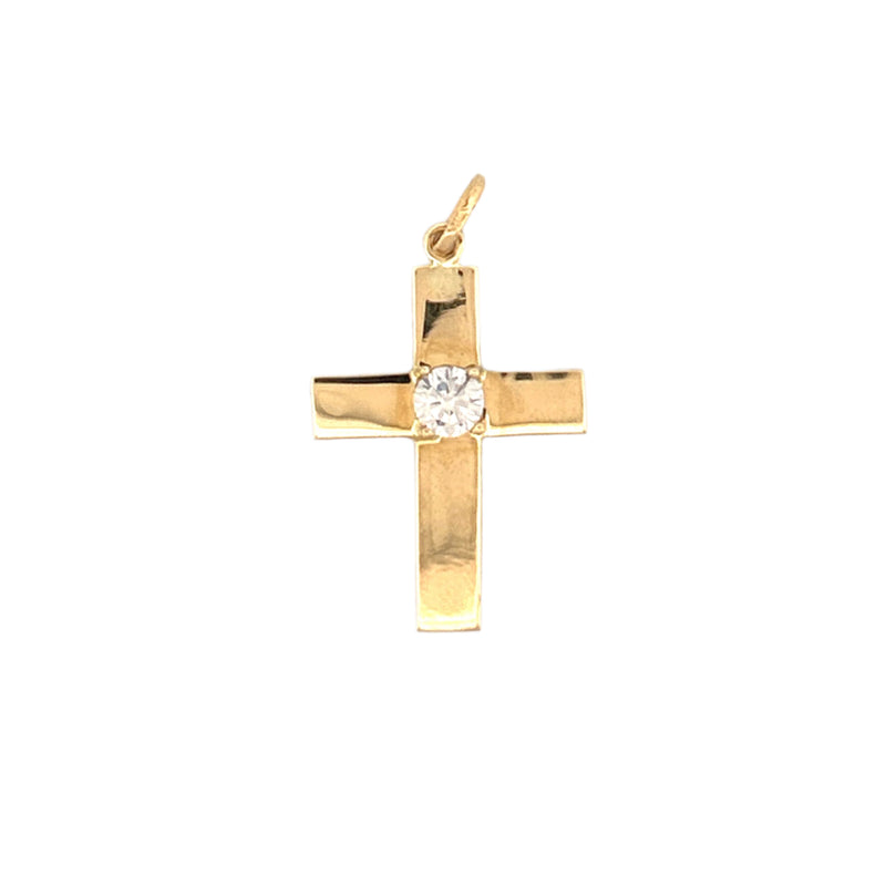 14K Gold Solo Diamond Cross Pendant