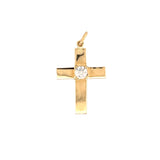 14K Gold Solo Diamond Cross Pendant