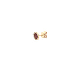 14K Gold Carnelian Round Diamond Stud Earrings