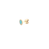 14K Gold Turquoise Round Diamond Stud Earrings