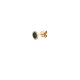 14K Gold Onyx Round Diamond Stud Earrings