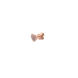 14K Gold Pink Mother of Pearl Heart Diamond Stud Earrings