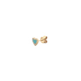 14K Gold Turquoise Heart Diamond Stud Earrings