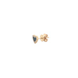 14K Gold Agate Heart Diamond Stud Earrings